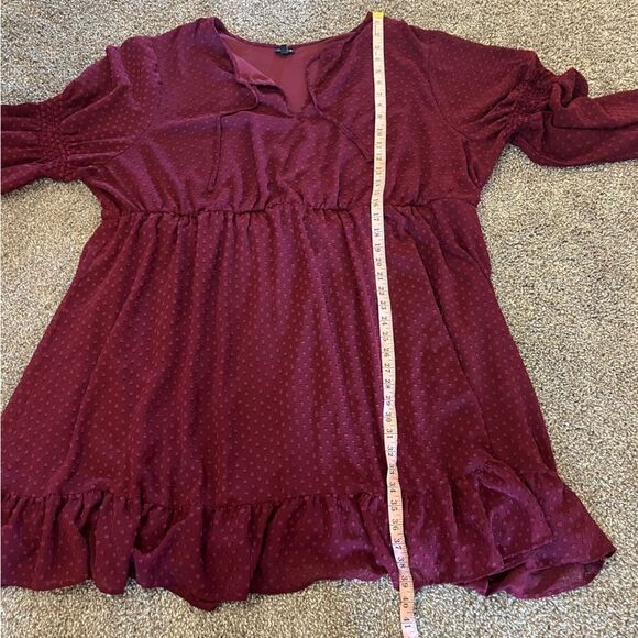 Torrid Merlot Red Textured Chiffon Skater Dress Size 5/5X - Picture 16 of 16